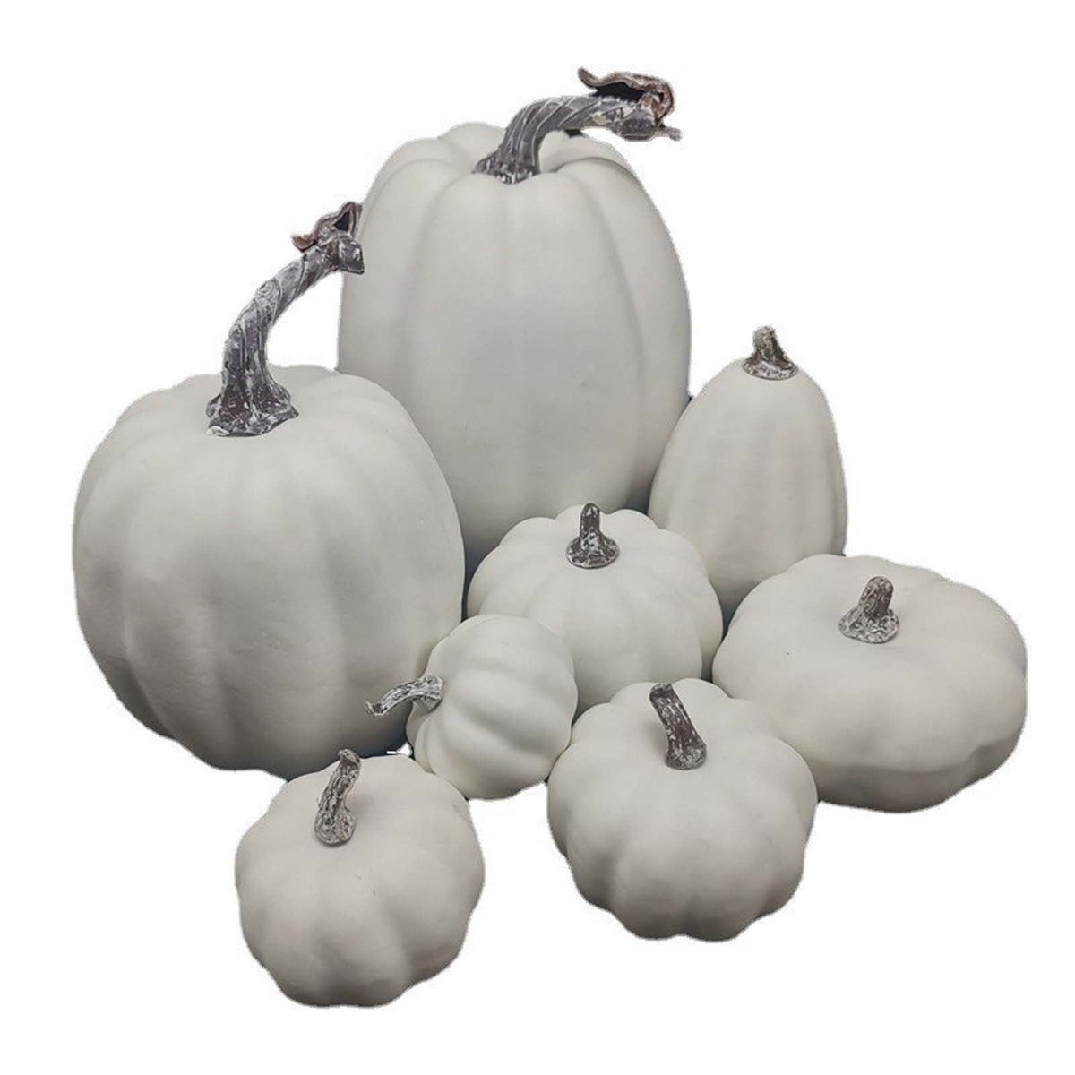 LSLJS Halloween Pumpkin Decorations, 8 Pack Different Size Artificial Lifelike Pumpkins Fall Crop Pumpkins Ornaments,Havest Pumpkin Simulation Model For Home Garden, Thanksgiving, Halloween