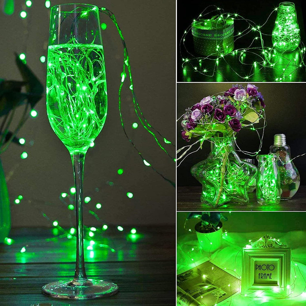 AWLYLNLL 20 Pack Led Fairy Lights Battery Operated String Lights Waterproof Silver Wire 7 Feet 20 Led Firefly Starry Moon Lights for DIY Wedding Party Bedroom Patio Christmas (20 Pack, Green)