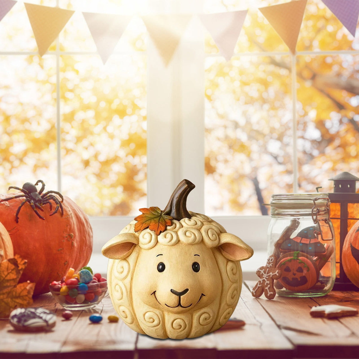 Farm Animal Pumpkin Figurines, Cute Funny Resin Cow Duck Sheep Pig Chicken Horse Statue, Autumn Fall Thanksgiving Halloween Table Centerpiece, Home Desktop Decor, 5-Inch