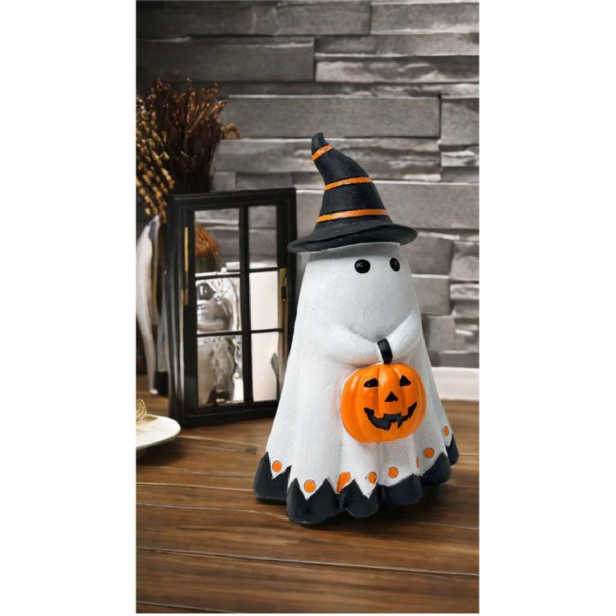 Halloween Pumpkin Ornament Clearance Halloween Ornament Ceramic White Figurines Resin Halloween Ornaments Halloween Sculpture Decor for Bedroom Living Room