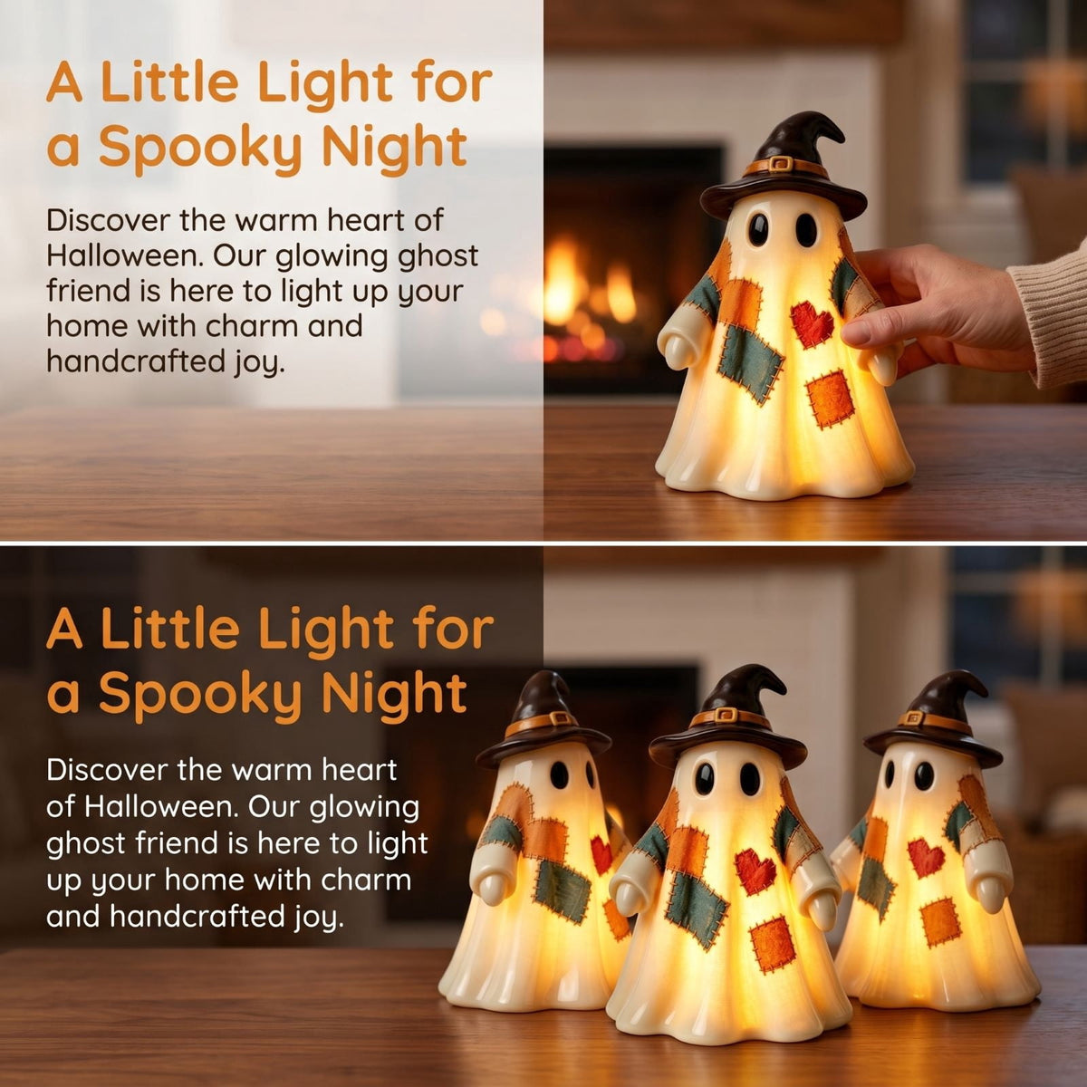 SCNOR Friendly Ghost Statue with Pumpkin Candy Bowl, 11.8 Inch Halloween Decoration for Outdoor Porch, Yard, Patio & Indoor