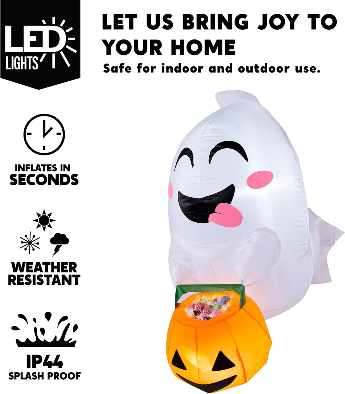 Joyfy 4 FT Halloween Inflatable Purple Octupos Head with Tentacles Broke Out from Window with Built-in LED Blow Up Inflatable for Window Decoration Yard Garden Lawn Decor