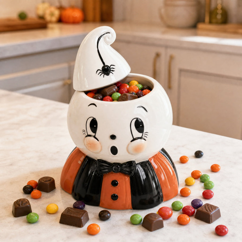 2026 Halloween Kooky Spook Ghost Figural Canister Cookie Jar,Halloween ghost canister