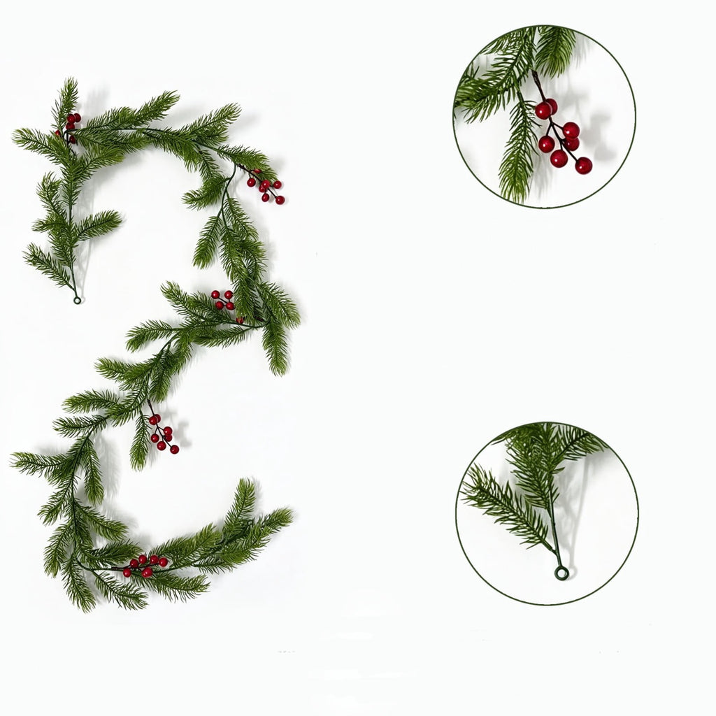 Spring Artificial Flowers Garland, 70 inch Fake Eucalyptus Vine Cherrys Blossoms Hanging Garland Rattan for Mantle Fireplace Wedding Indoor Outdoor Home Decor