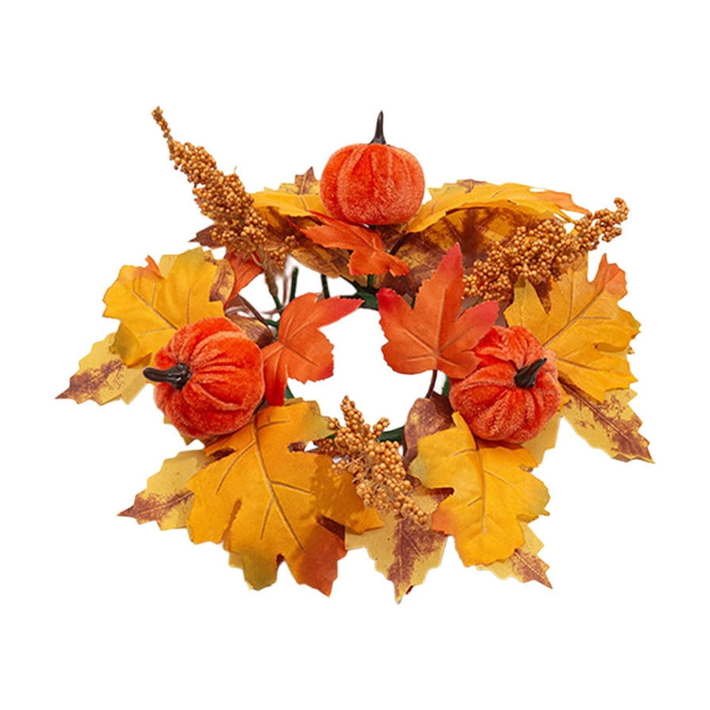 Fall Maple Leaf Front Door Wreath, Multicolor Plastic Seasonal Wreath for Halloween Thanksgiving Christmas Indoor Wall Fireplace Home Decor, 9.84 Inch