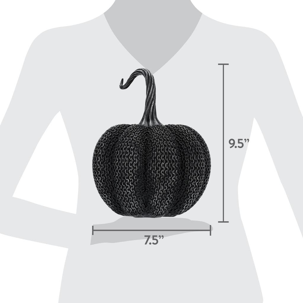 Resin Textured Pumpkin Decoration, Black, 9.5", Halloween by Way To Celebrate