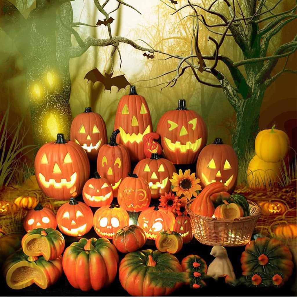 SRUILUO Halloween Light up Jack-O-Lantern, Fall Thanksgiving Pumpkin Light Decorations, Pumpkin Prop with LED Light, Halloween Tabletop Decorations Props for Indoor Outdoor Decor (No Battery)