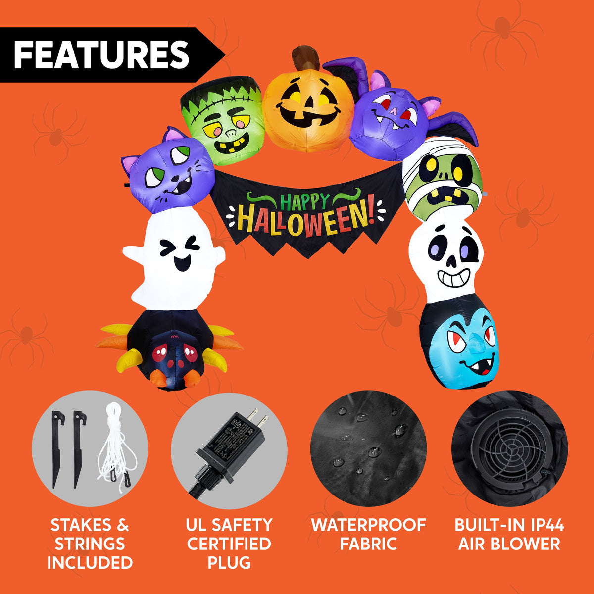 Joyfy 5 FT Halloween Inflatable Ghost Decoration with Colorful LEDs,Trunk or Treat Car Decorations Kit Ghost Trio with Built-in LED Light for Halloween Party Indoor,Outdoor,Yard,Garden Decor