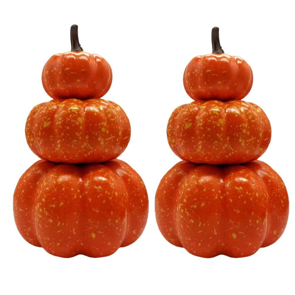 White Stacked Pumpkin Model - Realistic Fall and Thanksgiving Home Decor