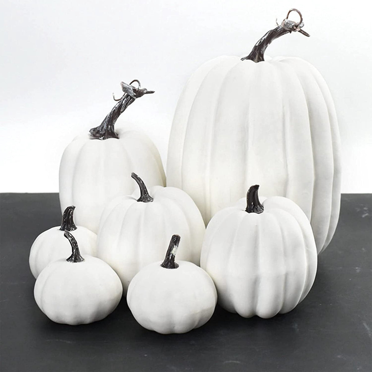 7Pcs Fake Pumpkins Artificial Plastic Pumpkins Decorations Foam Pumpkins for Fall Halloween Home Decor (Blue, One Size)