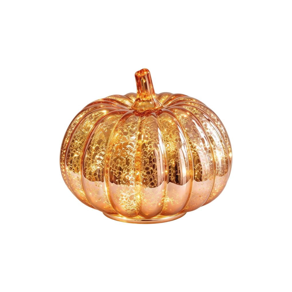 Fall Mercury Glass Light up Pumpkin Decor Fall Decoration for Home Thanksgiving Lamps for Festive Decoration Halloween Decorations Starry Night Pumpkins Tabletop Centerpiece Fall Home Decor