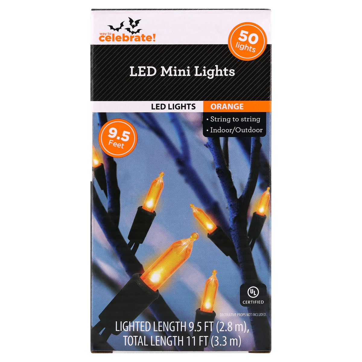 Indoor/Outdoor 50-Count LED Mini String Lights, Purple, 9.5', Halloween by Way To Celebrate