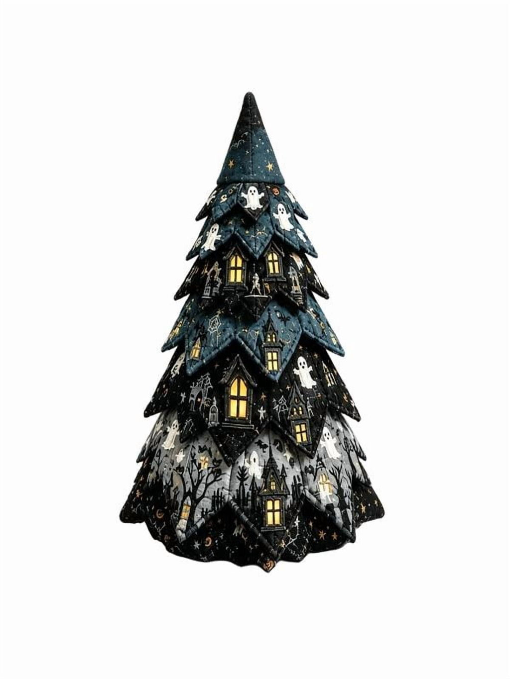 DIY Halloween Quilted Fabric Tree Kit, Sewing Project Holiday Mantel Decor, Quilted Patchwork Fabric Halloween Tabletop Christmas Tree, Handmade Gifts for Craft Lovers, Charming Patchwork Bundle #Cat
