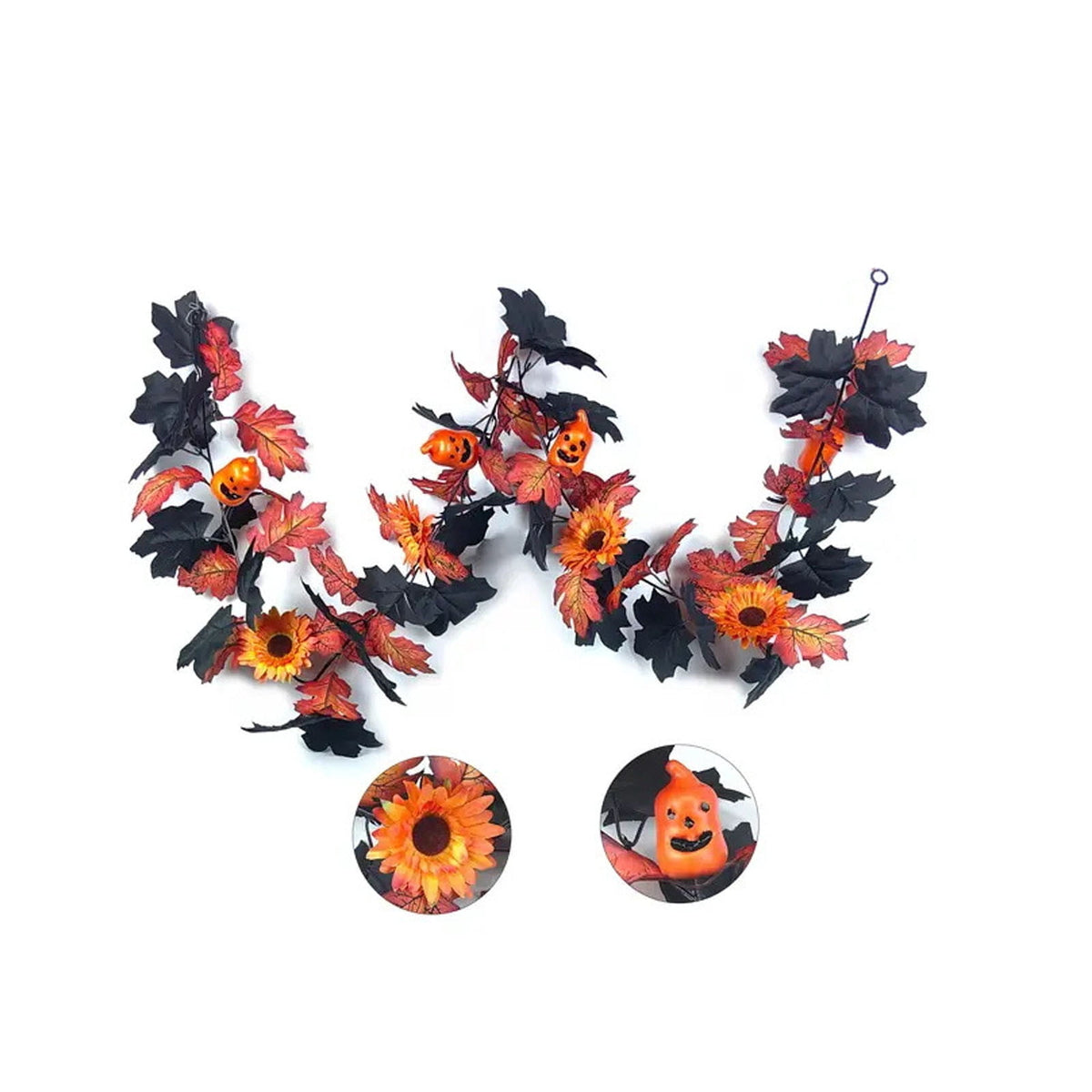 Halloween Pumpkin Garland - 68" Fall Leaf Decor for Mantle, Staircase & Porch, Outdoor/Indoor Autumn Thanksgiving Party Decoration (Multicolor)