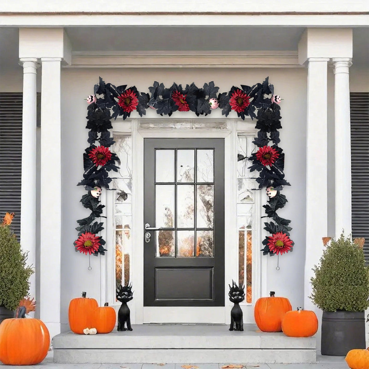 68 Inch Black Halloween Garland, Fall Artificial Vine, Thanksgiving Wall Decor for Home Mantel