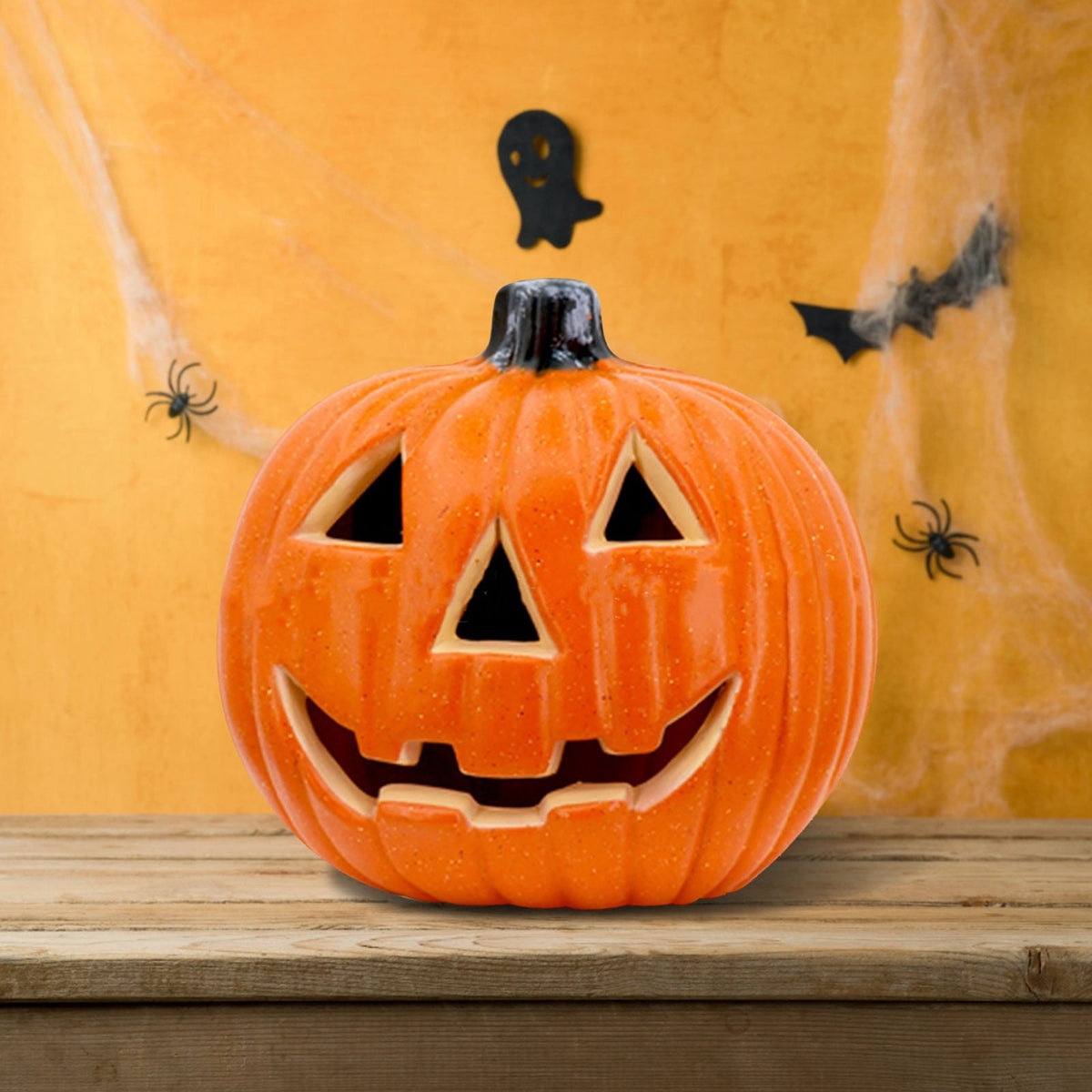 Jumbo Halloween Pumpkin Lantern - 18In Glow-In-The-Dark Carved Decor With Led Lights, Waterproof Outdoor/Indoor Decoration For Porch, Yard & Party Scenes
