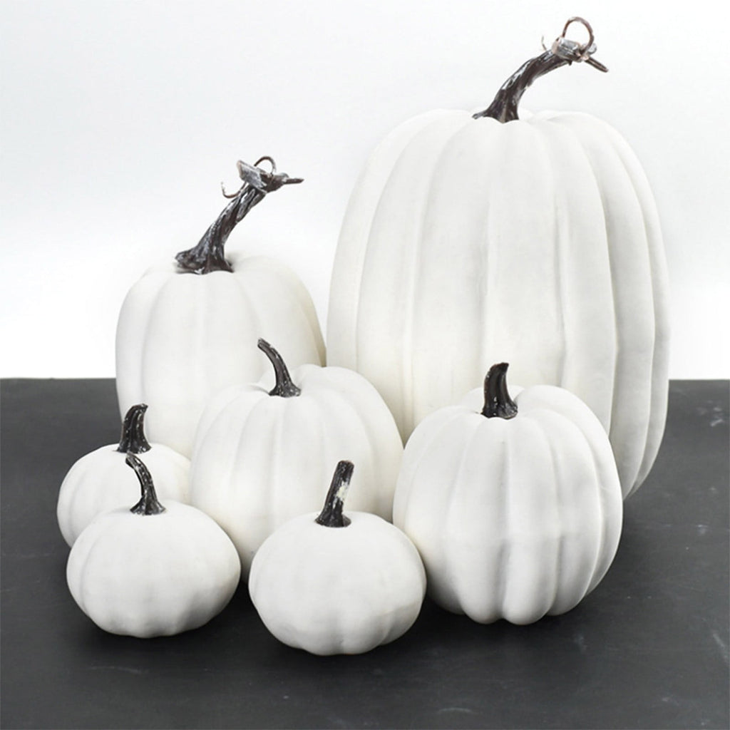 7 Pcs Assorted Size Artificial Pumpkin Set, Realistic Foam Pumpkin Decorations for Halloween Fall Harvest Decor, Thanksgiving Table Decor Centerpiece, Farmhouse Seasonal Home Decor and Party Display