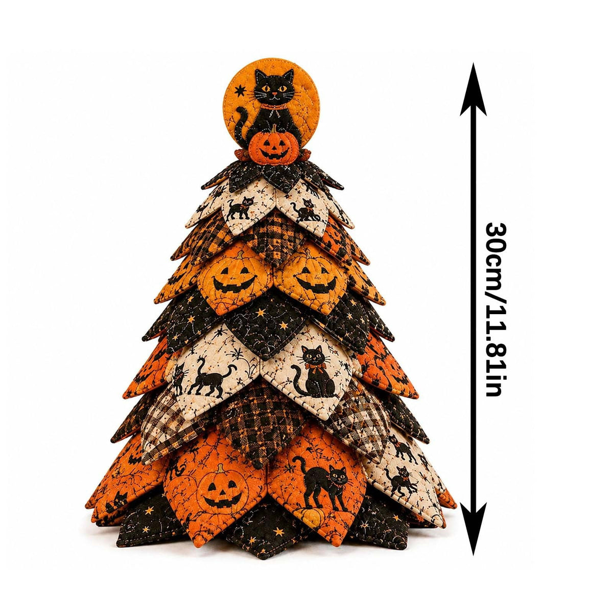 Lypsnake DIY Halloween Quilted Fabric Tree Kit, Vintage Pumpkin Sunflower Patchwork, 3D Padded Sewing Craft Project for Autumn Harvest Decor