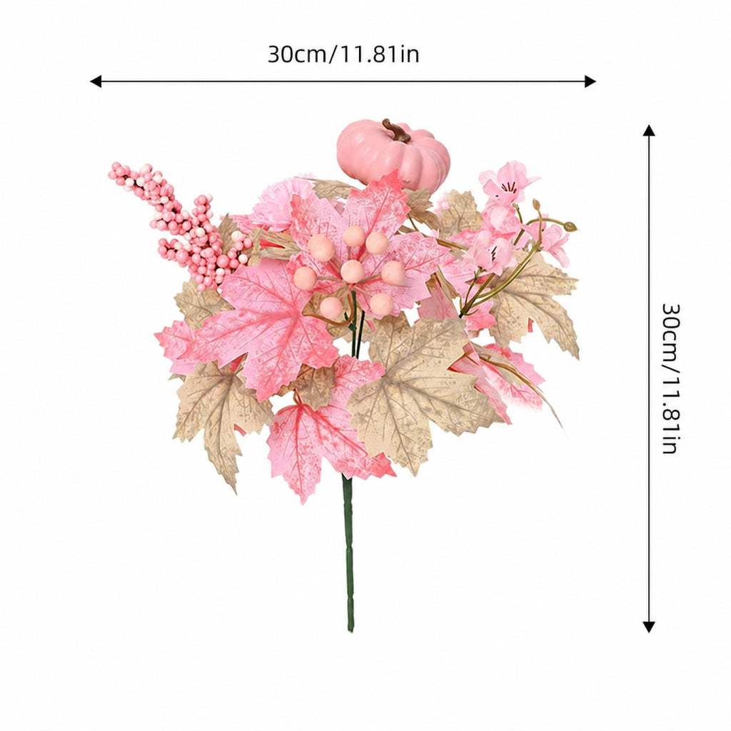 Artificial Flower Pumpkin Picks for Halloween Decoration, 11.8in Autumn Harvest Floral Stems, Decorative Vase Fillers for Home Party Table Centerpiece DIY Yellow Green