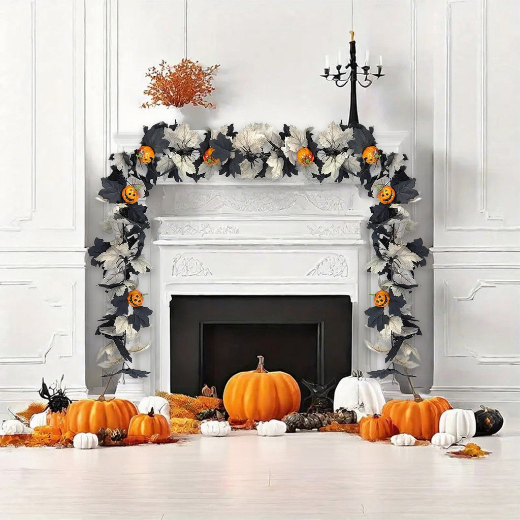 68 Inch Black Halloween Garland, Fall Artificial Vine, Thanksgiving Wall Decor for Home Mantel