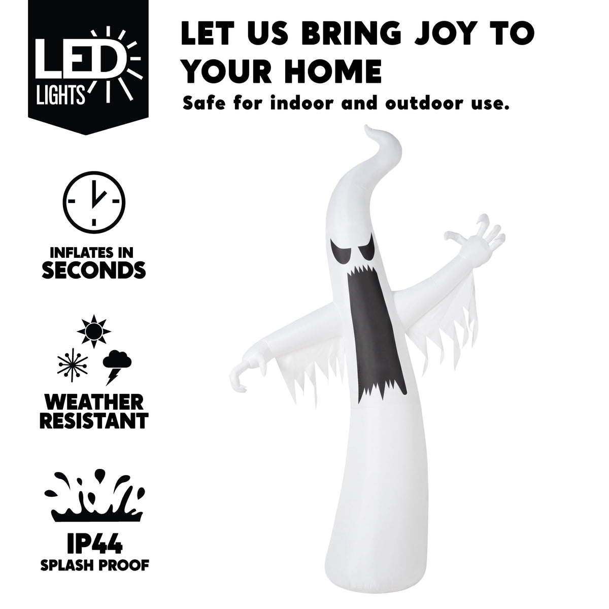 Joyfy 12ft Halloween Ghost Inflatable,Giant Ghosts inflatables with Build-in LEDs Outdoor Decorations,Blow Ups Halloween Yard Inflatables