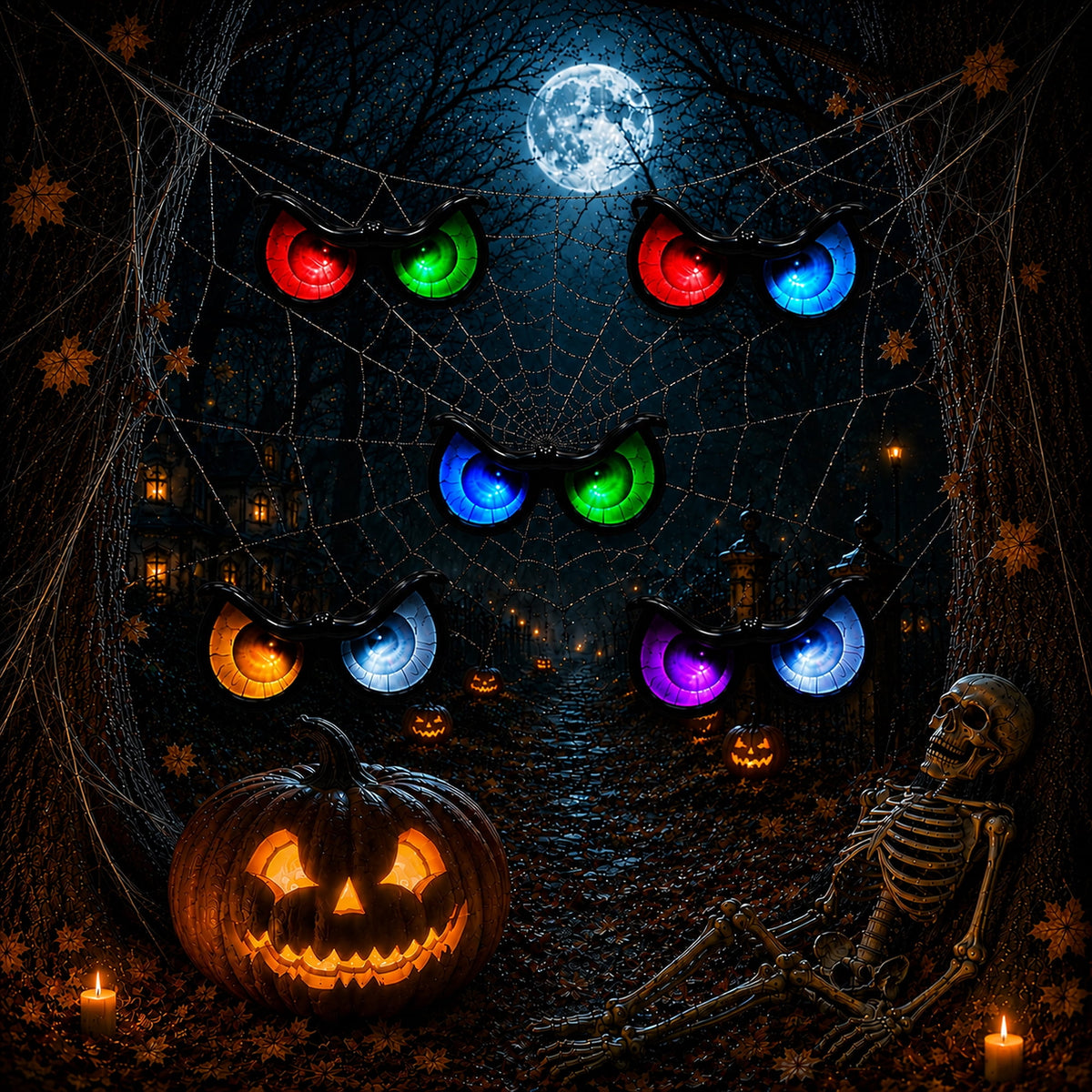 Ceevoo Halloween LED Spooky Eyes Lights, 5 Pairs Flashing Glowing Eye String Lights, Waterproof Halloween Decorations for Indoor Outdoor Yard Party