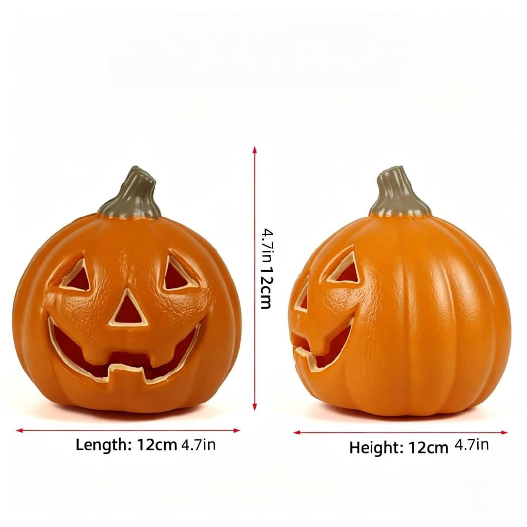 JOGZMZ 4.7 Inch Glow in Dark Halloween Pumpkin Decor - Indoor/Outdoor Jack O Lantern with Eerie Lighting, Weather-Resistant for Spooky Scene Decoration