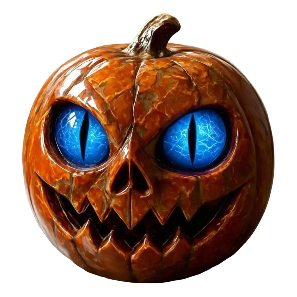 Halloween Scary Jack O Lantern Pumpkin Statue with Color Changing LED Eyes Spooky Tabletop Yard Decor Prop