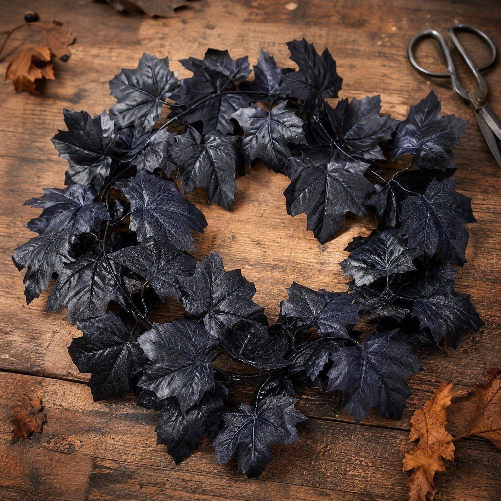 Clearance Gunhay Fall Decor Fall Decorations for Home, Black Decorations Halloween Garland, Fall Wall Hanging Rose Leaves, Artificial Black Rose Leaf Vine, Halloween Decorations for Home