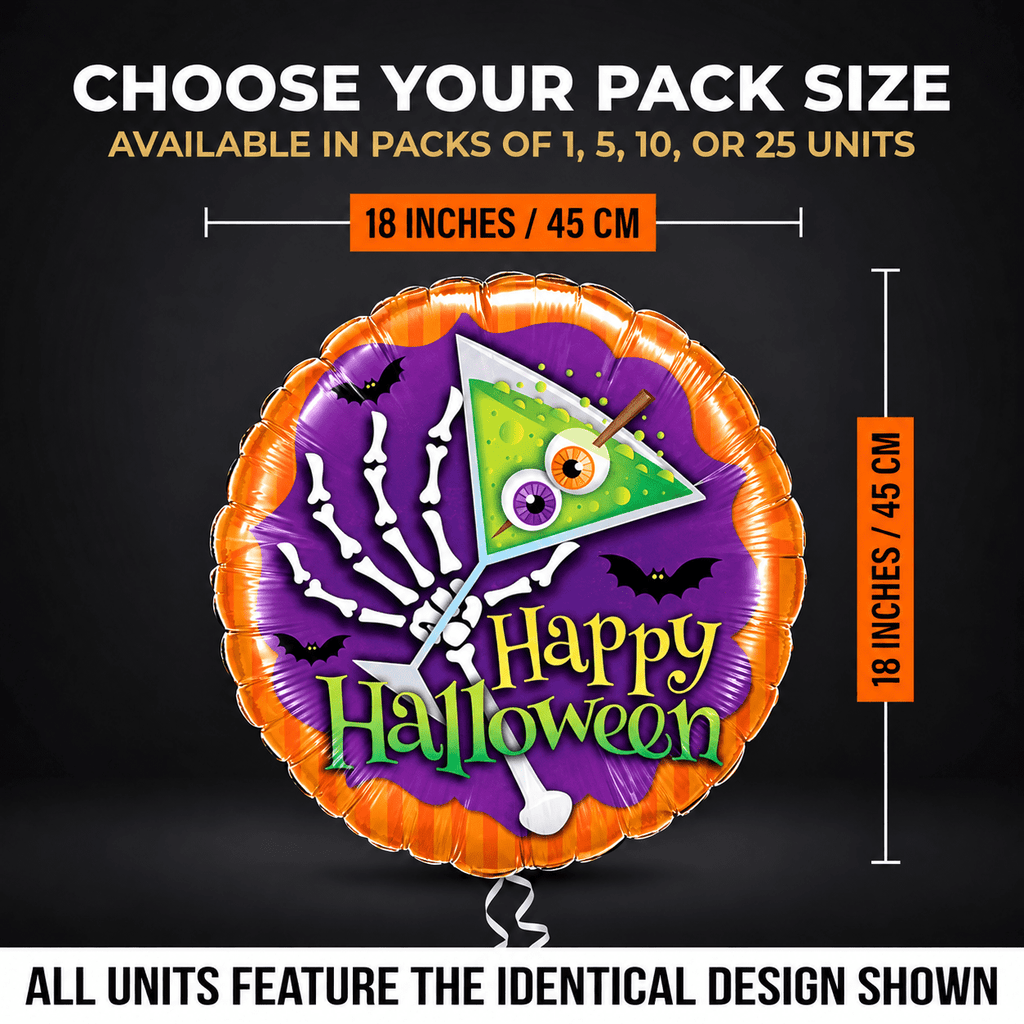PMU Halloween Party Decoration "Happy Halloween" Jack Faces Aglow 18 Inch Mylar-Foil Balloon (1pkg) Pkg/1