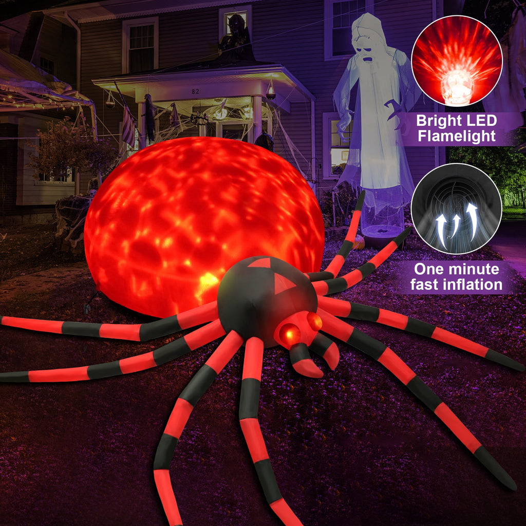 Yexmas 8FT Halloween Inflatables Outdoor Decorations Giant Spider Decorations with LED Lights and Air Pump Blow up Inflatable, Purple