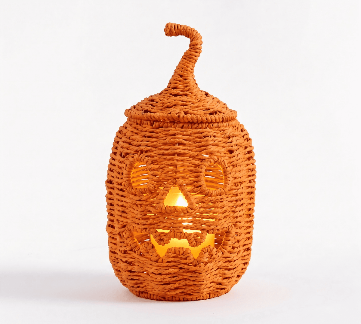 Guvpev 12" Handcrafted Woven Ghost - White Faux Rattan & Metal Ghost Figurine, Halloween Spooky Table Centerpiece & Fall Porch Decor for Indoor Outdoor